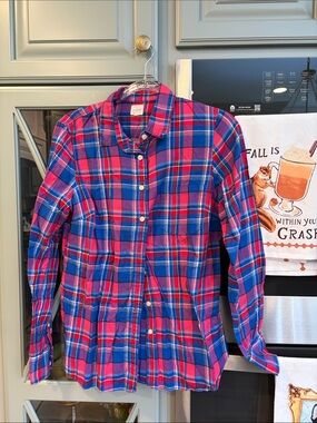 J. Crew Vintage Perfect Fit  Plaid Flannel Button Up Shirt Medium Prairie